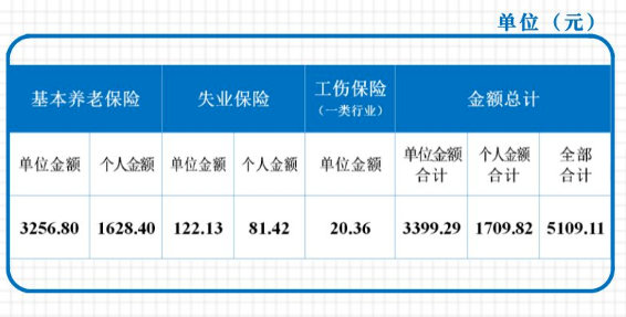 单位职工申报工资高于缴费基数上限标准的各项社会保险费月缴费金额